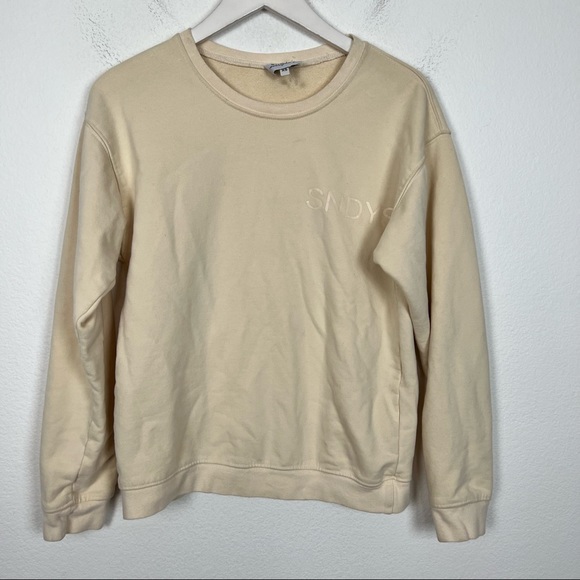SNDYS Luxe fleece crew pullover sweatshirt sweater cream Sand Size XS - Picture 4 of 8
